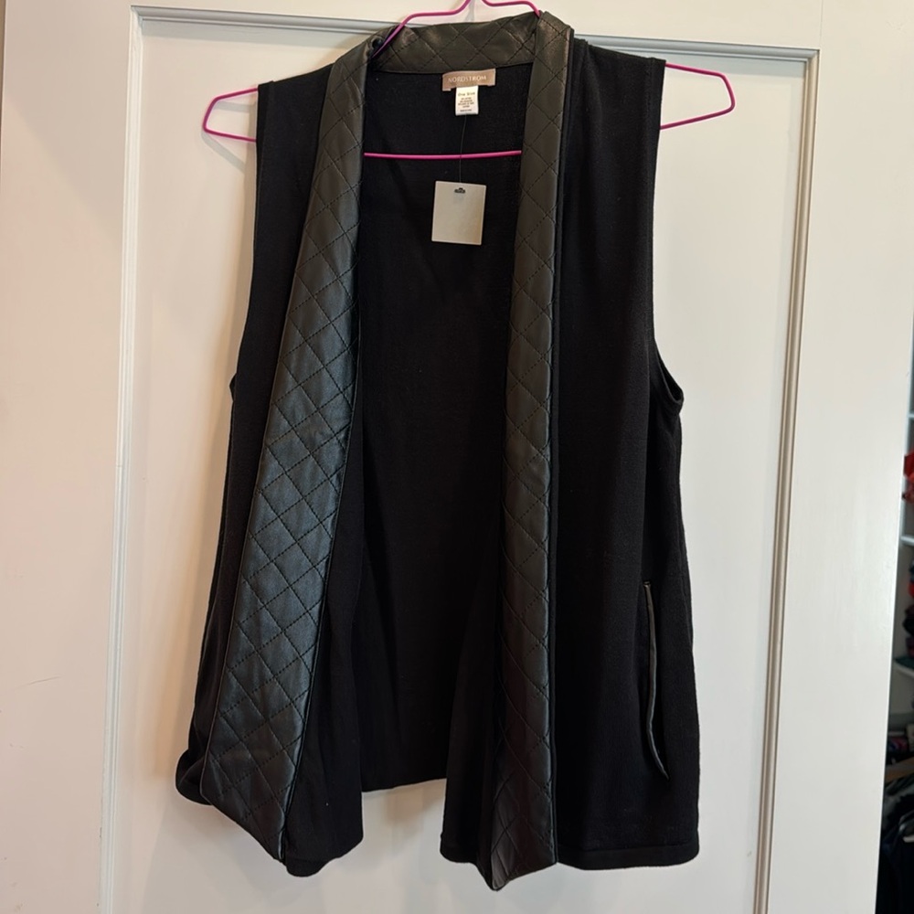 Nordstrom sleeveless faux leather vest black